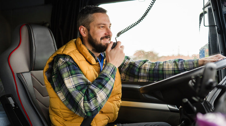 Collection of Trucker using cb radio in a gallery layout
