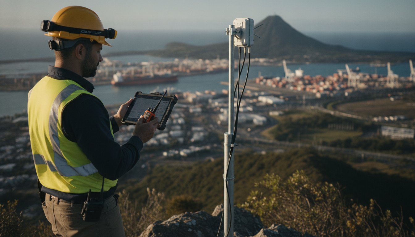 Collection of A technical serviceman on a repeater hill servicing the repeater gear in a gallery layout