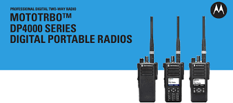 Collection of MOTOTRBO DP4000 SERIES DIGITAL TWO-WAY portable RADIOS in a gallery layout