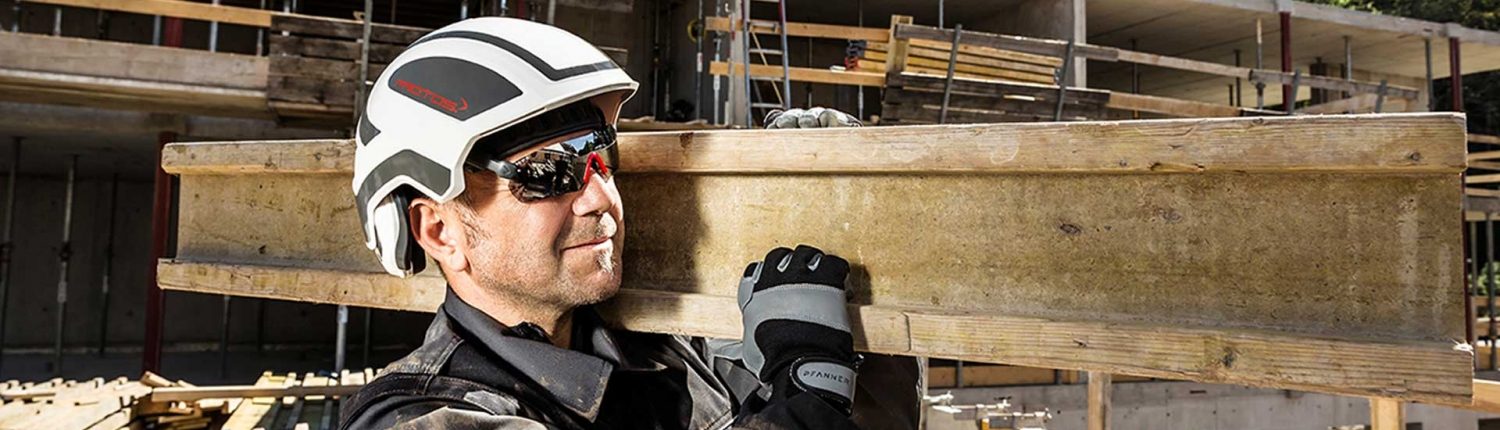 Collection of specialist head gear such as helmets in a gallery layout