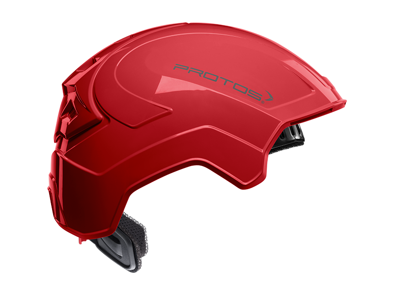 Collection of Protos Integral Industry Helmet Red, front view in a gallery layout