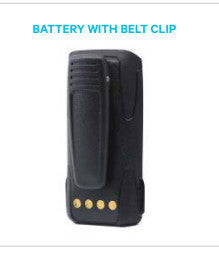 Collection of Tait TP9 Battery Slimline Li-Ion 1.8Ah with belt clip, product view in a gallery layout