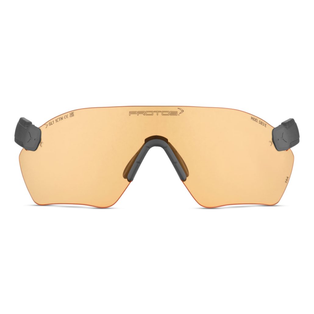 Collection of Protos Safety Glasses SB1-4 E, Orange/Amber tint in a gallery layout