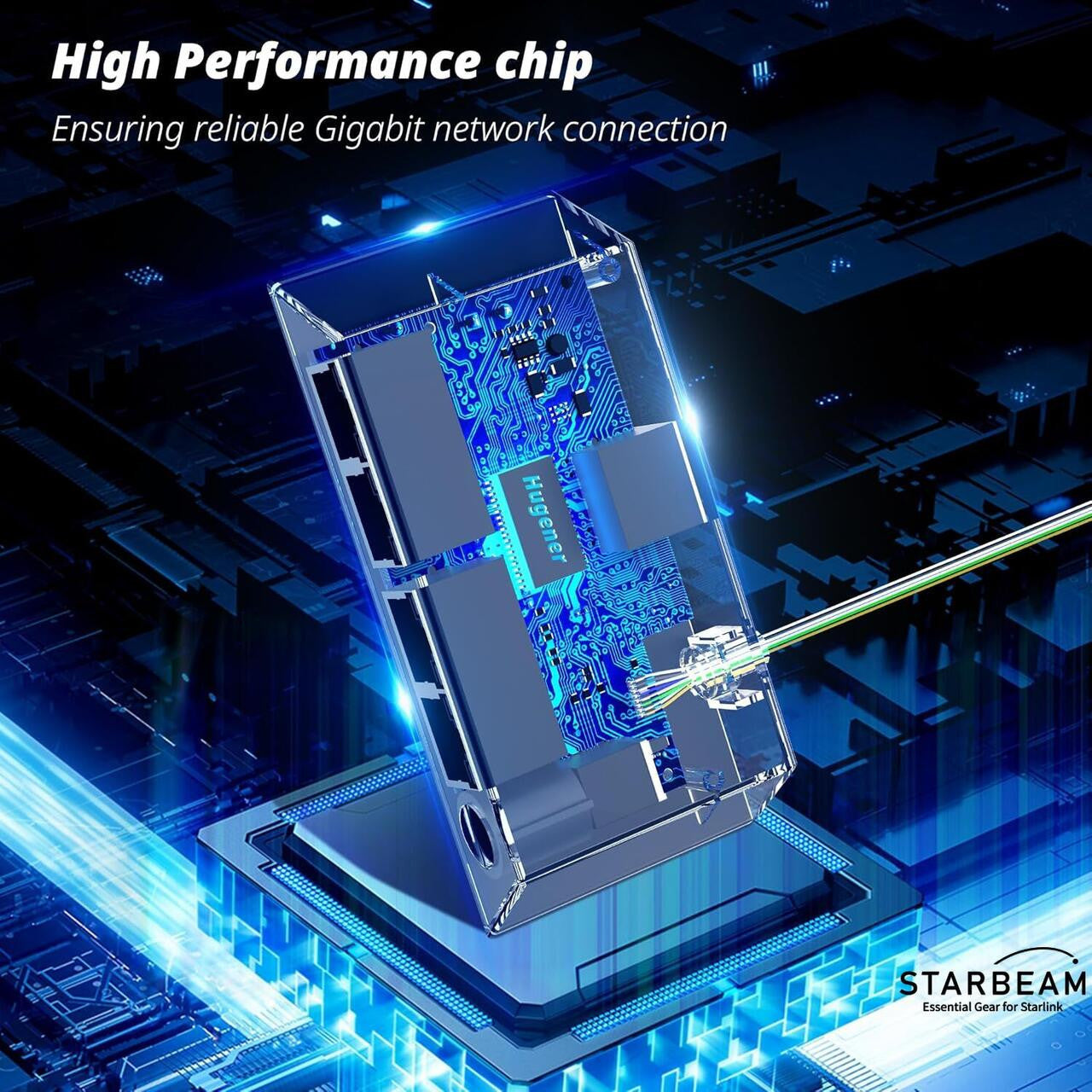 Collection of STARBEAM Starlink 4 Port Gigabit Ethernet Adapter, connected to Starlink accessory port in a gallery layout