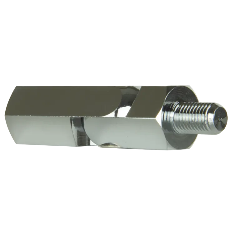 Collection of A polished chrome metal hex adapter with a threaded male end, in a gallery layout