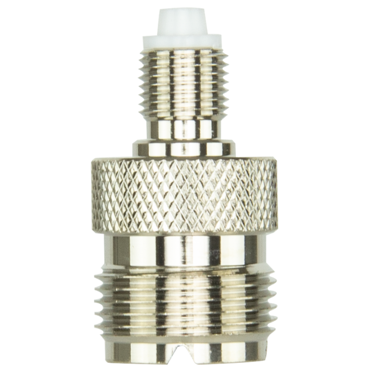 Collection of GME AD513 UHF to FME adaptor, three-quarter angle view in a gallery layout