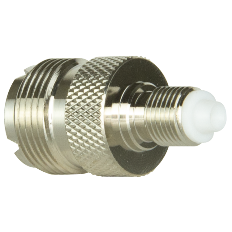 Collection of GME AD513 UHF to FME adaptor, side profile view in a gallery layout