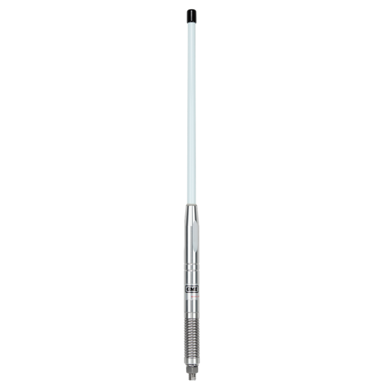 Collection of GME AE4701 white radome antenna, full length view with spring base in a gallery layout