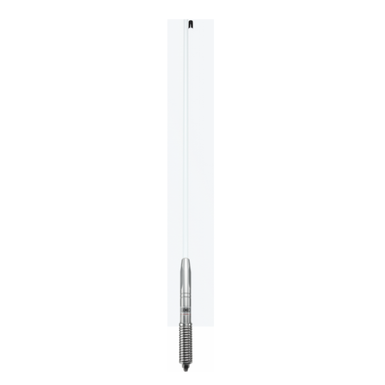 Collection of GME AE4703 radome antenna, white, full length view with spring base in a gallery layout
