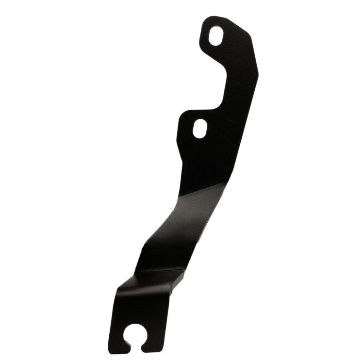 Collection of A black metal mounting bracket with three pre-drilled holes, shown against a plain white background. in a gallery layout