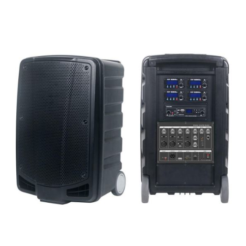 Collection of Chiayo APEX-PRO-PACK Apex Pro PA System with W'less Mic, Stand and Cover Back & Front in a gallery layout