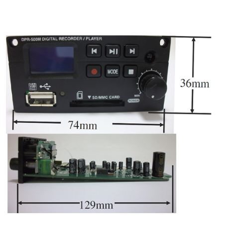 Collection of Chiayo DPR-500M Digital MP3 Recorder & Player Module (USB + SD) Specs in a gallery layout