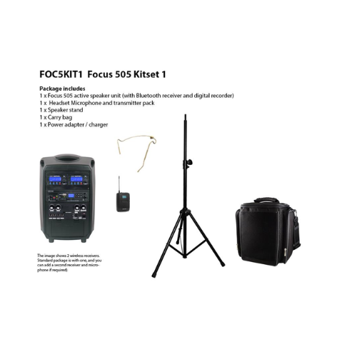 Collection of Chiayo FOC5KIT1 Focus 505 with Headset Mic, Stand and Bag in a gallery layout
