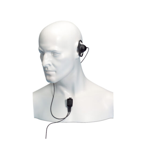 Collection of Entel EA12/DX  ‘D’ shaped, soft rubber-feel earpiece, tie clip microphone in a gallery layout