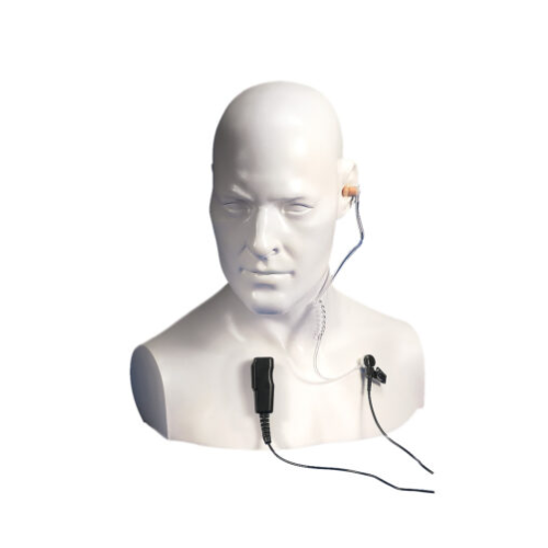 Collection of Entel EA15/DX  clear acoustic tube earpiece, tie clip microphone in a gallery layout