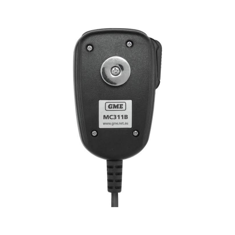 Collection of A black GME MC311B radio microphone receiver with a silver center button in a gallery layout