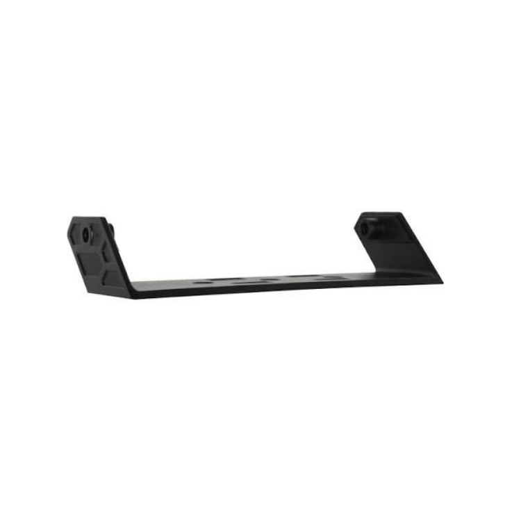 Collection of A black metal mounting bracket or shelf support with two angled side flanges in a gallery layout