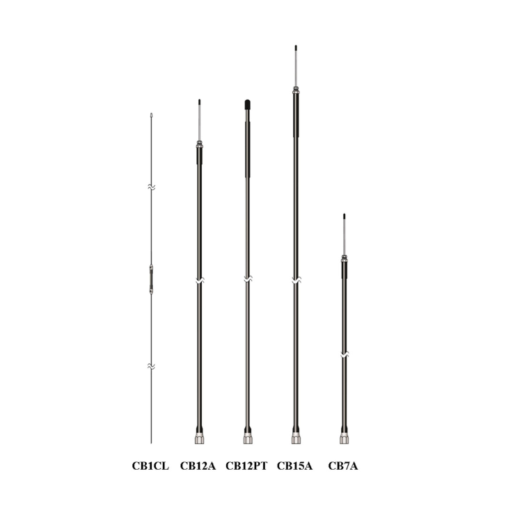 Collection of hi tech am cb antenna range tuneable in a gallery layout