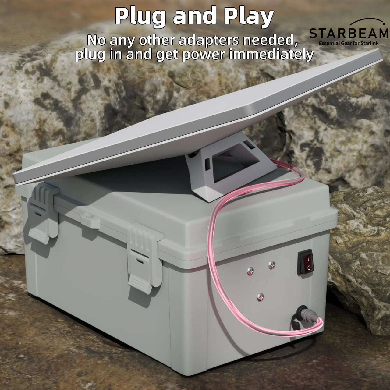 Collection of STARBEAM Starlink Mini Dual Milwaukee 18V/20V Battery Adapter Box, plug and play connection in a gallery layout