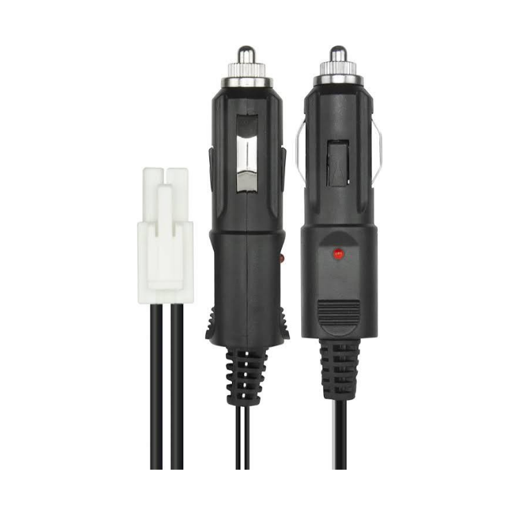 Collection of A black car cigarette lighter adapter cable with a white connector plug. in a gallery layout
