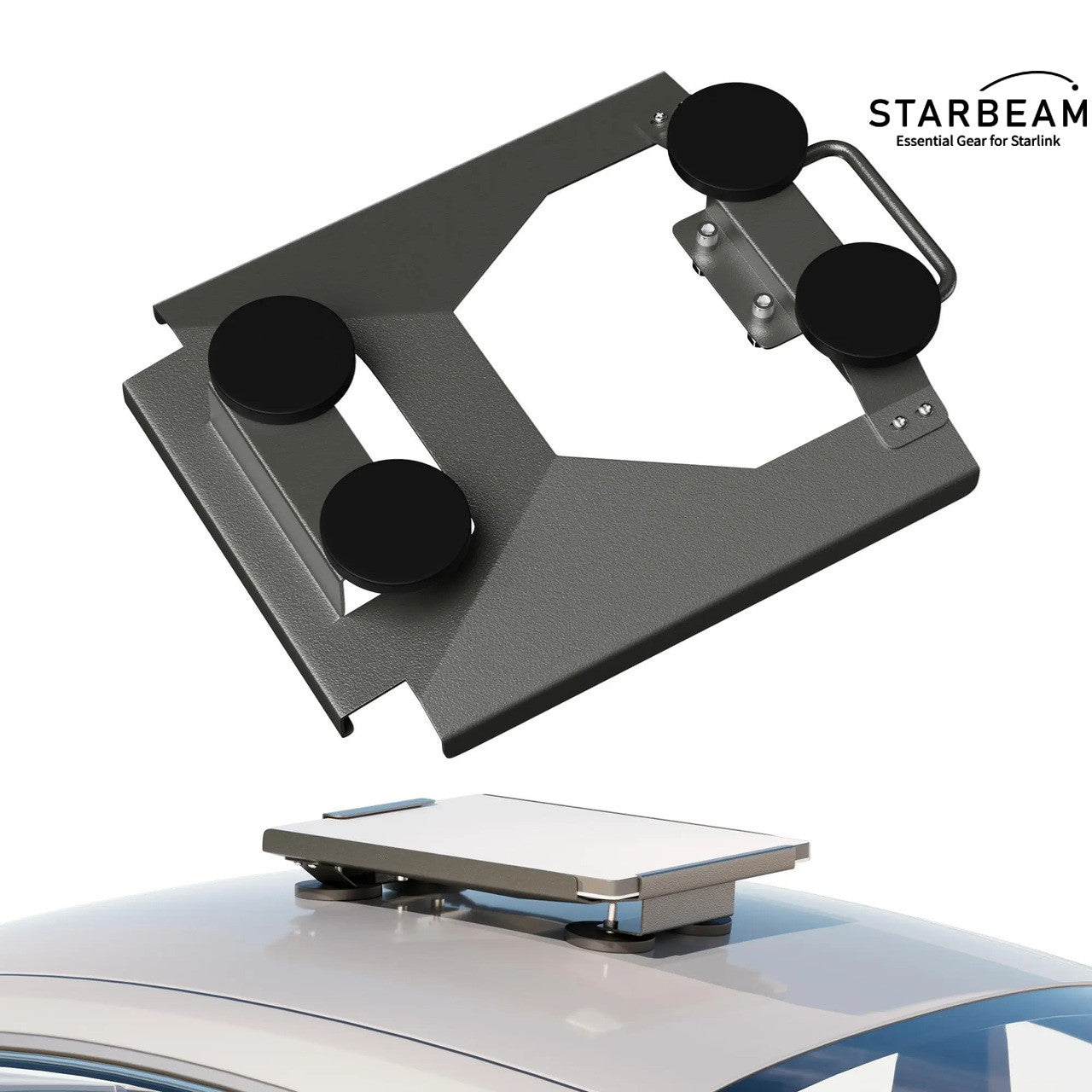 Collection of STARBEAM Starlink Mini Vehicle Roof Mount with Magnets, aluminium body on vehicle roof in a gallery layout