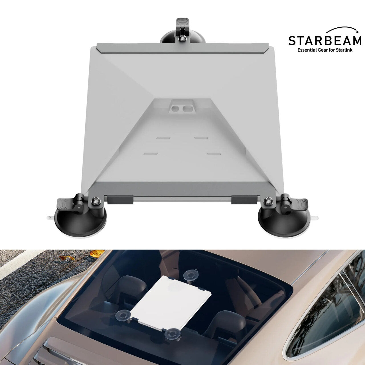 Collection of STARBEAM Starlink Mini 3 Suction Cup Mount, kit with metal clamping bars in a gallery layout