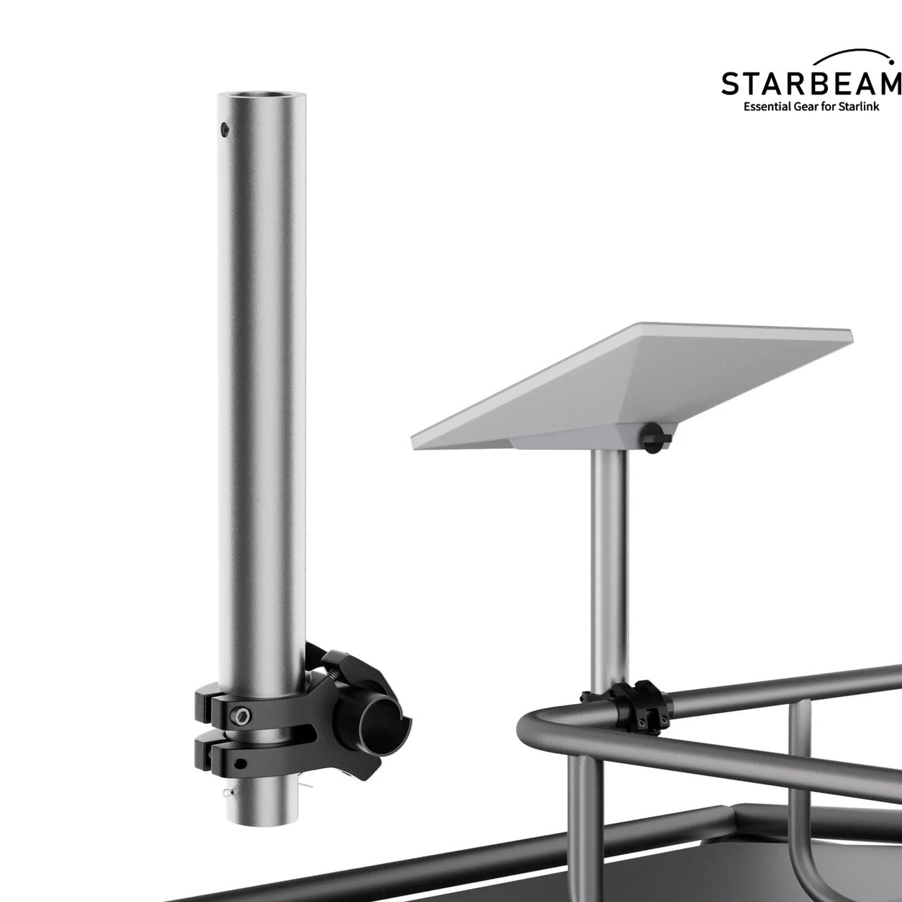 Collection of STARBEAM Starlink Mini Pole Clamp with pole extension, aluminium alloy kit in a gallery layout