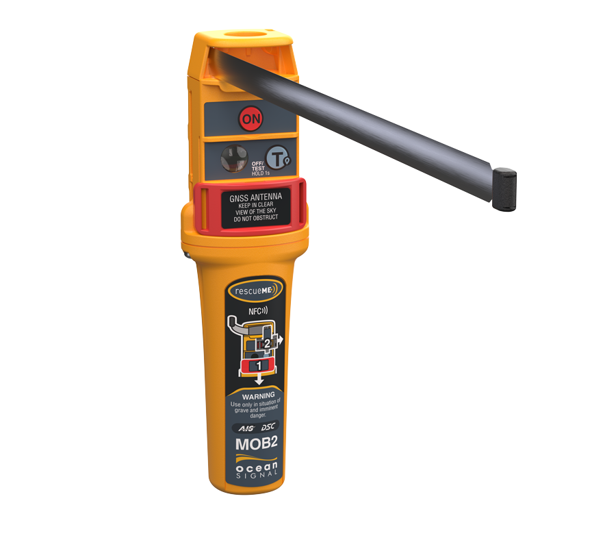 Collection of Ocean Signal RescueME MOB2 AIS man overboard beacon in yellow, front view in a gallery layout
