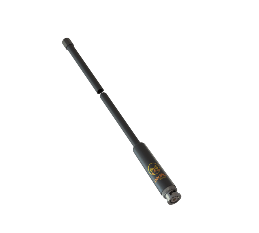 Collection of A black telescopic antenna with a gold circular logo near the base in a gallery layout