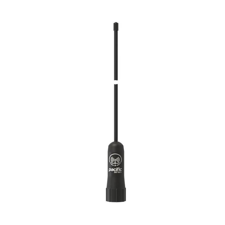 Collection of A black Pacific Wireless handheld antenna with a long whip and a white band near the top in a gallery layout