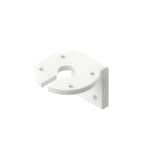 Collection of A white plastic or metal bracket with a circular cutout and mounting holes in a gallery layout