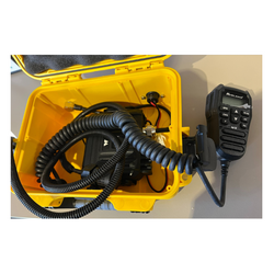 Collection of portable am cb radio in carry case microphone in a gallery layout