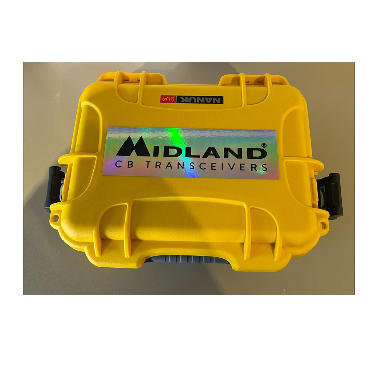 Collection of portable am cb radio in carry case top in a gallery layout