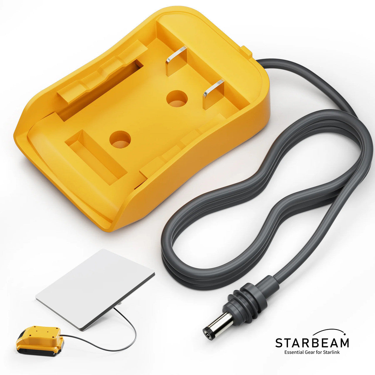 Collection of STARBEAM Starlink Mini Dewalt 18V Battery Adapter, DC cable with battery mount in a gallery layout