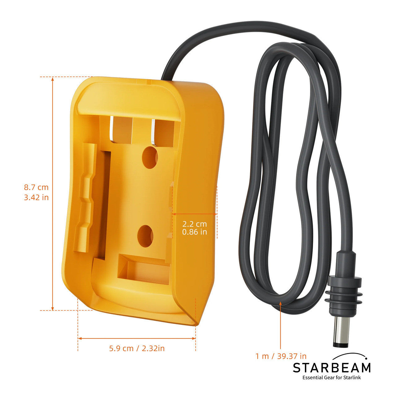 Collection of STARBEAM Starlink Mini Dewalt 18V Battery Adapter, connected to battery in a gallery layout