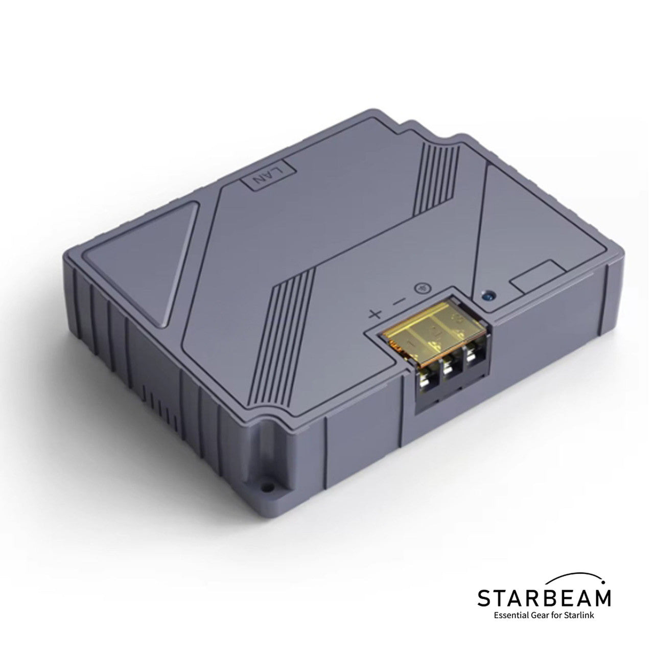 Collection of STARBEAM Starlink Gen2 DC/DC Power Converter, compact unit with LAN and dish ports in a gallery layout