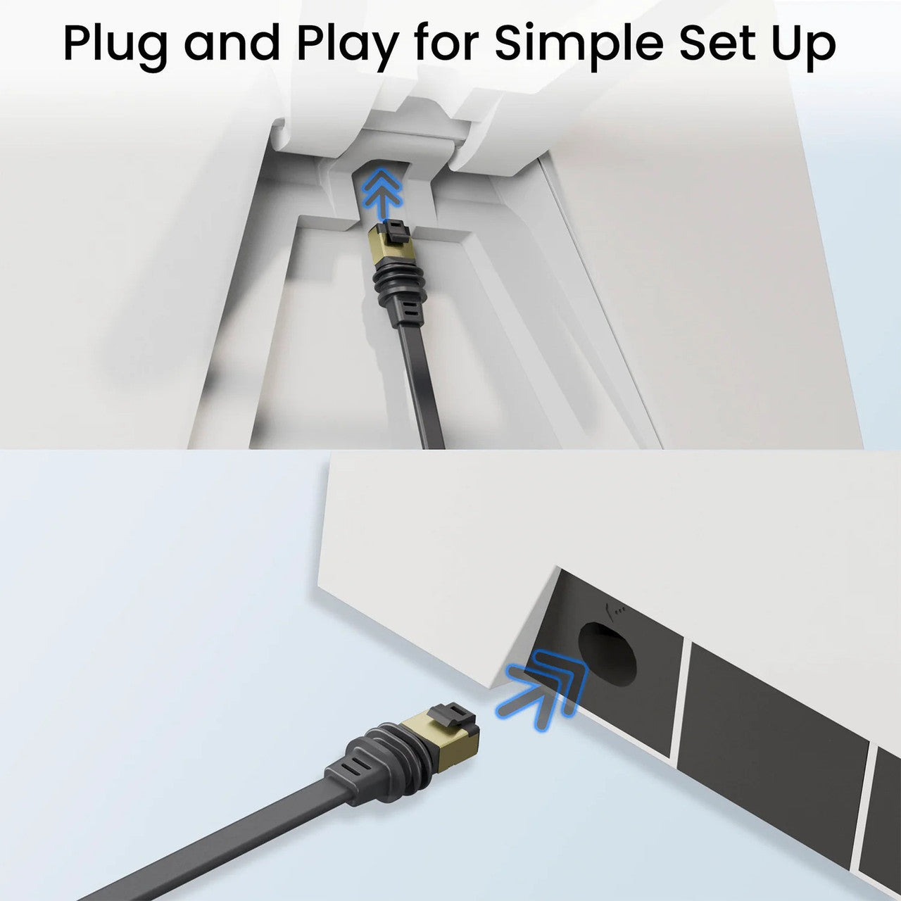 Collection of STARBEAM Starlink Gen3 Ethernet Cable Flat 10m, close-up flat profile in a gallery layout