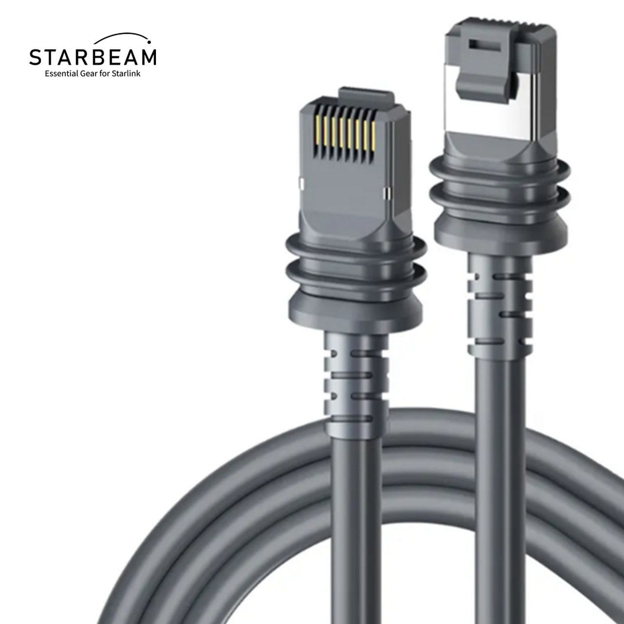 Collection of STARBEAM Starlink Gen3 Outdoor Ethernet Cable 23m, coiled cable in a gallery layout