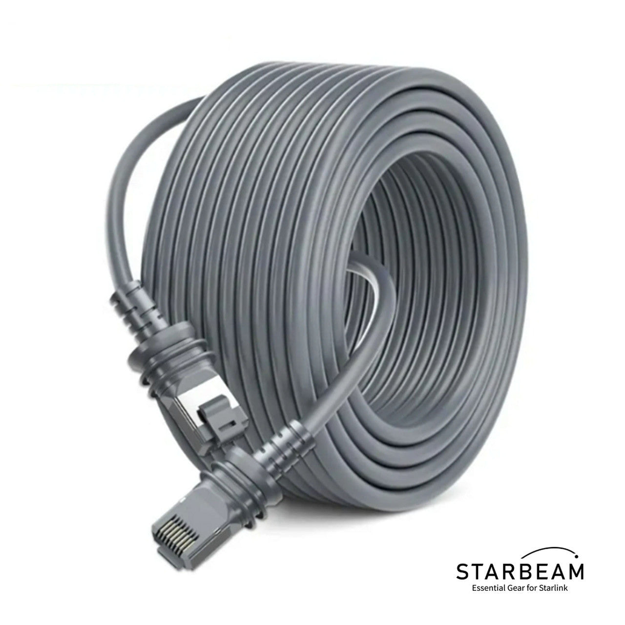 Collection of STARBEAM Starlink Gen3 Outdoor Ethernet Cable 46m, weatherproof cable with RJ45 connectors in a gallery layout