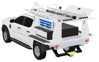 Collection of mobile systems mobile technician utility vehicle in a gallery layout
