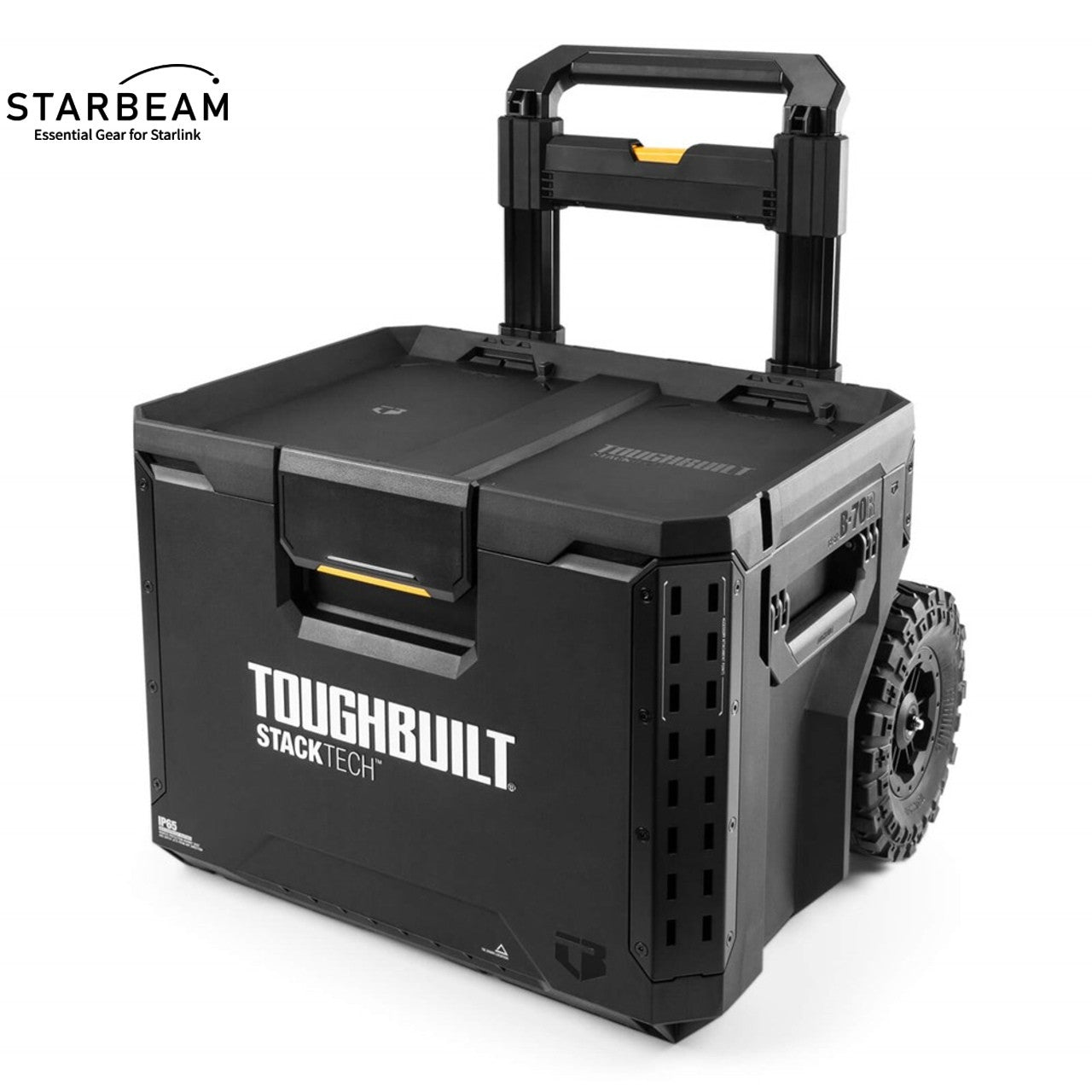 Collection of STARBEAM Starlink Mini Rapid Deployment Kit with Power Station, wheeled case open showing Bluetti power station and components in a gallery layout