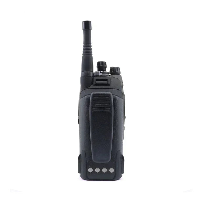 Collection of Tait TP9310 VHF two-way radio in Black, rear view showing belt clip and battery pack in a gallery layout