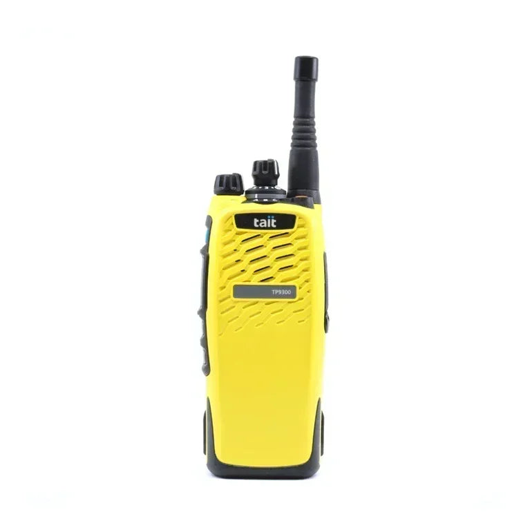Collection of Tait TP9310 VHF two-way radio in Yellow, front view for high-visibility worksites in a gallery layout