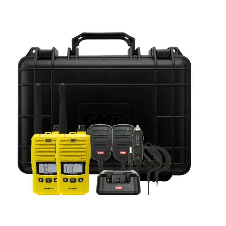 Collection of GME TX6165 Yellow twin pack Radio NZ in a gallery layout