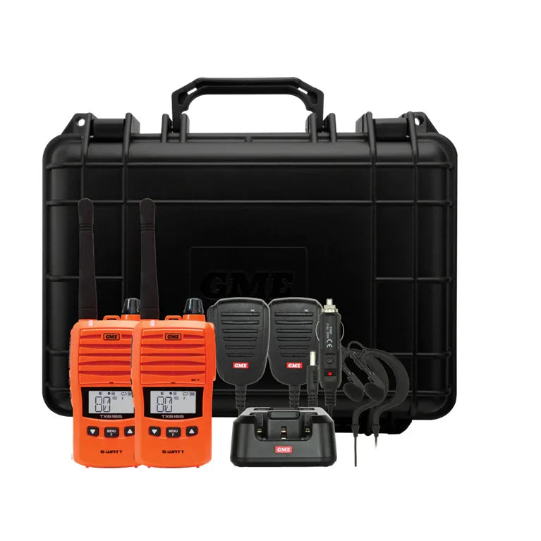 Collection of GME TX6165 Orange twin pack Radio NZ in a gallery layout