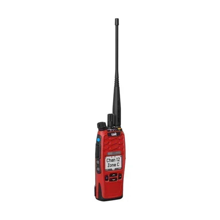Collection of Tait TP9765 red portable radio front angle in a gallery layout