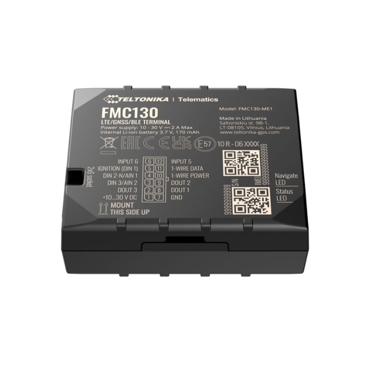 Collection of A black Telematics Feltonika FMC130 LTE/DSNS/IBI terminal box in a gallery layout