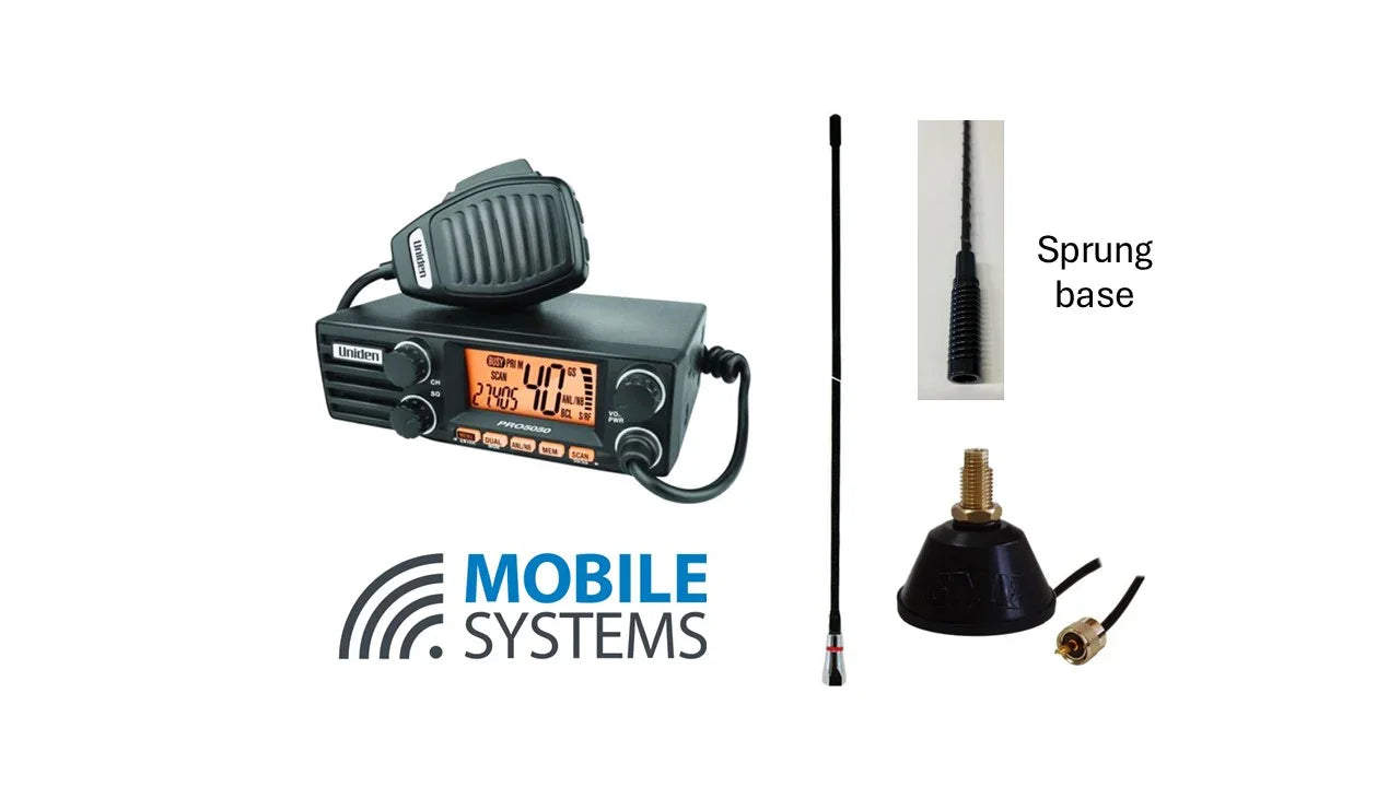 Collection of Uniden PRO505 with AT2610BK Antenna pack in a gallery layout