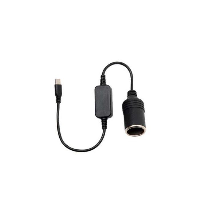 Collection of A black USB-C to power adapter cable with a USB-C connector on one end and a cylindrical power plug on the other in a gallery layout