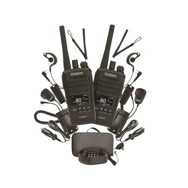 Collection of Uniden UH755 twin pack radio NZ in a gallery layout